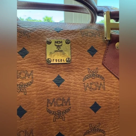 MCM Boston Leather cognac Visetos monogram print handbag - Picture 11 of 11